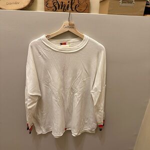 NIC+ZOE White Sweater with Multicolor Accents